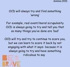 False Memory Ocd, Therapist Journal, Ocd Quotes, Ocd Thoughts, Coping Toolbox, Ocd Therapy, Mental Health Inspiration, Uplifting Phrases, Emdr Therapy