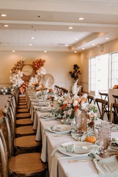 a long table is set with place settings