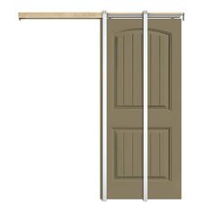 an open door with a wooden handle on the top and bottom bars attached to it