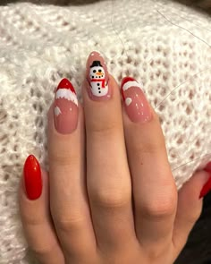 Snowman Nails, Nail Art Noel, Cute Christmas Nails, Easy Nails, Festival Nails, Stick On Nails, Xmas Nails, Christmas Nail Designs