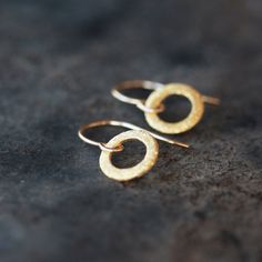 The simplest of statements, the loveliest of adornments. Small, open circles of gold vermeil are brushed for a little sparkle and hung simply from handmade gold filled earwires. Total length of the earrings is 3/4 of an inch from the curve of the earwire to the bottom of the circle. The circle itself measures 10mm across. These are so lightweight, you could forget you have them on! These are simple, pretty earrings that are perfect for everyday wear. Gold Circle Earrings, Hexagon Engagement Ring, Hexagon Diamond, Gold Circle, Twist Ring, Large Ring, Handmade Gold, Pretty Earrings, Circle Earrings