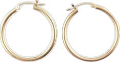 Classic 14k Stamped Hoop Earrings, Hypoallergenic Hoop Earrings For Formal Occasions, Classic Round Hypoallergenic Hoop Earrings, Classic Hypoallergenic Hoop Earrings, Classic Hypoallergenic Round Hoop Earrings, Formal Small Hoop Earrings, Classic Hoop Earrings As Gift, Classic Tarnish-resistant Hoop Earrings For Anniversary, Classic Round Hypoallergenic Huggie Earrings