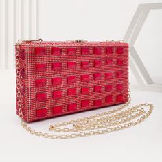 Add some sparkle to your wardrobe with the Beverly Rhinestones Clutch Bag! This uniquely designed bag features intricate rhinestone details and a chic handle. From casual outings to formal events, it's the perfect choice to go with many outfits. Turn heads everywhere you go with this exceptional piece! Now available in gold, silver, and red. Crystal Clutch With Rhinestones For Party, Glamorous Crystal Clutch For Party, Chic Evening Bag With Bling For Night Out, Glamorous Rhinestone Bags For Night Out, Chic Embellished Crystal Evening Bag, Glamorous Crystal Clutch For Prom, Crystal Evening Bag With Rhinestones, Chic Crystal Clutch For Party, Crystal Evening Bag With Rhinestones For Parties