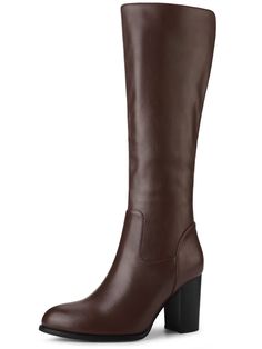 These Coffee Brown Faux Leather Knee High Boots are perfect for those winter months. They feature a durable leather material for long-lasting wear and are finished with a stylish, knee high design. Ideal for a variety of looks and occasions. Rubber sole Shaft measures approximately 14.2" from arch Boot opening measures approximately 10" around Dark Brown Knee High Boots, Halloween Costume Boots, Knee High Boots Chunky, Heeled Knee High Boots, Boots Chunky Heel, Heel Knee High Boots, Chunky Heels Casual, Brown Knee High Boots, Leather Knee High Boots