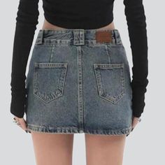 Introducing the 2023 Spring-Summer Collection's year-2000-trend mini denim skirt a established must-have for the couture fashionista!Why You'll Fall In LoveThis mid-rise mini denim skirt is a perfect blend of retro Y2K trend and vogue vogue. From the established smoothed finish to the intricate painted prints. the skirt makes a bold statement while keeping to its original mode.Unmissable Highlights: Y2K Inspired: Pay homage to the millennium's fashion scene with this skirt. a stunning combinatio High Rise Y2k Skort, Trendy Mid-rise Denim Skirt With Frayed Hem, Trendy Fitted Dark Wash Mini Skirt, Y2k Style Mid-rise Mini Skirt For Spring, Trendy Slim Fit Mini Denim Skirt, High Waist Denim Skirt For Fall, Denim Y2k Mini Bottoms, Trendy Blue Mini Denim Skirt, Chic Fitted Jean Shorts Mini Length