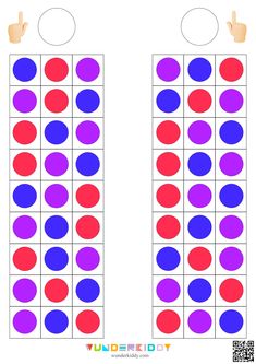 two rows of red, white and blue circles with thumbs up