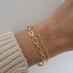 Beautiful chain bracelet that is sure to attract lots of admirers! Great for stacking or for a minimalist look! THICK, durable plating of 14k Gold or Rhodium over brass – for a piece that will be with you for years to come! Nickel-free & Hypoallergenic Available in 6.25”, 6.75”, or 7" + .5" Ext Lobster Clasp Closure Width: 5mm Bracelets on Model: Textured Chain Link Bracelet, Tiny Link Paperclip Bracelet Paperclip Bracelet, Dainty Gold Bracelet, Bracelet Dainty, Dainty Bracelet, Silver Chain Style, Bracelet Chain, Chain Silver, Bracelet Vintage, Dainty Bracelets