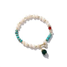 Natural Freshwater Pearl Color Matching Agate Turquoise Bracelet Bracelet Trio, Everyday Accessories, Nature Bracelets, Spiritual Jewelry, Pearl Color, American Express, Natural Pearls, Heart Charm Bracelet, Bohemian Jewelry