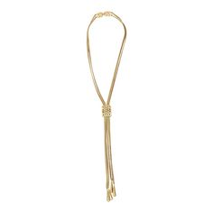 This is part of Chairish’s Fine Jewelry assortment.  This signed vintage Monet lariat gold filled necklace now is so chic. It is from the 60's. The chain form on each strand is elegant. The lariat medallion can go up and down to secure different placement. It has the 4 drop pendant forms at the end. It is 17.5" H / L on the neck. Lariat necklaces are very in vogue now. Classic Gold Lariat Necklace With Clavicle Chain, Gold Lariat Clavicle Chain Necklace, Luxury Chain Lariat Necklace For Formal Occasions, Gold Lariat Necklace With Clavicle Chain For Formal Occasions, Formal Gold Lariat Necklace With Clavicle Chain, Elegant Gold Lariat Chain Necklace, Adjustable Gold Long Necklace For Formal Occasions, Gold-tone Multi-strand Necklaces For Formal Occasions, Classic Gold Lariat Chain Necklace