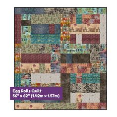 an egg roll quilt is shown with the measurements