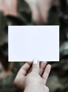 a person holding up a blank card in their hand