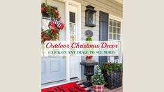 an outdoor christmas decor advertises the front door