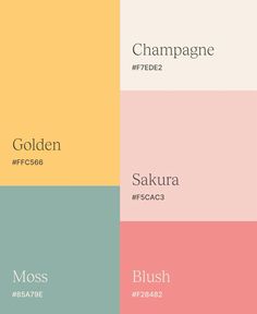 the color scheme for different types of paint in shades of pink, yellow and green