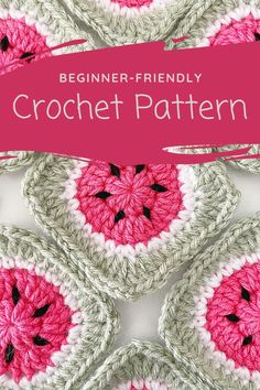 Free watermelon-themed granny square crochet pattern - perfect for beginners and full of refreshing fun! Crochet Watermelon Pillow, Granny Square Fruit Pattern, Projects Using Granny Squares, Fruit Crochet Granny Square, Lemon Granny Square Crochet Pattern, Fruit Granny Square Crochet Pattern, Summer Granny Square Pattern, Flat Crochet Patterns Free, Vegetable Granny Square