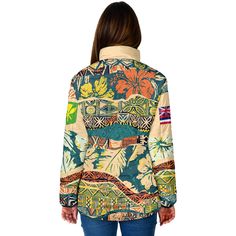 Hawaii Flag Women Padded Jacket Coat Of Arm Style With stand-up collar and quilted lining, this padded jacket can keep you from feeling cold. Polyester design area. Polyester cotton-like padded lining. Zipper closure, two pouch pockets. Stand-up collar and quilted lining. Machine wash cold. The print on garment body is unable to fade Quilted Multicolor Outerwear For Fall, Casual Multicolor Quilted Jacket For Fall, Multicolor Long Sleeve Puffer Outerwear, Casual Quilted Long Sleeve Windbreaker, Casual Quilted Jacket With Fleece Lining, Multicolor Long Sleeve Quilted Jacket, Quilted Long Sleeve Parka For Cold Weather, Casual Quilted Outerwear With Stand Collar, Casual Multicolor Puffer Jacket