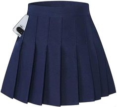 PRICES MAY VARY. Material: 95% Polyester 5% Spandex Soft and drape well fabric makes beautiful hems and pleated details Side hidden zipper with back elastic closure Safety Shorts Attached Pleated design lovely A-line skirt for all girls Skirt School, Safety Shorts, Womens Pleated Skirt, Tennis Skirts, Girls High, Pleated Shorts, Pleated Mini Skirt, Tennis Skirt, Knee Length Skirt