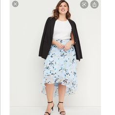 Lane Bryant Floral A-Line Wrap Skirt Calf Machine, Skirts Floral, Denim Button Skirt, Floral Wrap Skirt, Spring Business Casual, Faux Wrap Skirt, Floral Pleated Skirt, Multicolor Skirt, Twirl Skirt