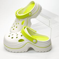 Women's Summer Hollow-Out Thick-Soled Increase Height Slip-On Sandals With, Anti-Slip And Outdoor Beach Shoes Green Fashionable    Plain    Women Shoes, size features are:Bust: ,Length: ,Sleeve Length: White Jelly Sandals With Round Toe For Vacation, White Round Toe Jelly Sandals For Vacation, White Casual Eva Clogs, White Eva Clogs With Round Toe, White Round Toe Eva Clogs, White Flat Platform Slippers, Casual White Clogs For Vacation, White Closed Toe Platform Slippers For Beach, White Flat Heel Clogs For Summer