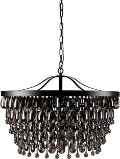 a black chandelier hanging from a chain