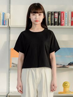 Editor's NotesYou can wear it in various ways including a sleeveless dress. With the Dolman short sleeves, you can wear it for the casual outer.It used the Supima cotton with 20 counts.-Non-irritating material Size: One Size-Length: 18.89 in. -Sleeve: 12.20 in. -Chest: 20.47 in.*Model Size: One Size (5.54 ft. / 108.02 lb.) Composition & Care-100% Cotton (Supima with 20 counts)-Dry Cleaning Recommended   Designerby NOW AND TOMORROW Casual Cotton Short Sleeve Top For Summer, Plain Cotton Summer Blouse, Summer Plain Cotton Blouse, Plain Cotton Blouse For Summer, Casual Black Cotton Short Sleeve Top, Casual Black Short Sleeve Cotton Top, Black Cotton Short Sleeve Top For Summer, Basic Cotton Shirt For Summer, Solid Color Relaxed Fit Cotton Short Sleeve Top