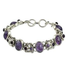 Amethyst link bracelet, 'Royal Purple' - Amethyst Bracelet Handcrafted in Sterling Silver Jewelry Jewelry Royal, Jewelry Images, Amethyst Bracelet, Fancy Jewelry, Royal Purple, Gemstone Bracelet, 925 Sterling Silver Jewelry, Purple Amethyst, Jewelry Ideas