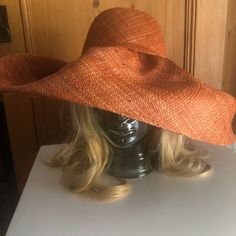 Gorgeous Warm Light Rust Color. It’s Really Not Floppy, It Forms And Bends With Our Creasing. This Hat Is Worthy To The Derby. Price Is Firm Also To Account For Additional Large Box Shipping. And Does Not Apply To The 50% Off Sale. Orange Wide Brim Sun Hat, Wide Brim Orange Straw Hat For Beach, Orange Straw Hat With Short Brim For Summer, Orange Straw Hat With Short Brim For Vacation, Summer Orange Brimmed Straw Hat, Orange Straw Hat For Summer Vacation, Orange Straw Hat For Spring Vacation, Orange Summer Straw Hat For Vacation, Spring Vacation Orange Straw Hat