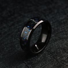 Titanium Carbon Fiber Wedding Ring Black And Blue Wedding Bands For Men, Mens Wedding Bands Carbon Fiber, Navy Blue Wedding Rings, Carbon Fiber Wedding Band Men Rings, Mens Sapphire Wedding Band, Carbon Fiber Wedding Band, Mens Wedding Rings Black, Mens Wedding Rings Titanium, Black Sapphire Ring