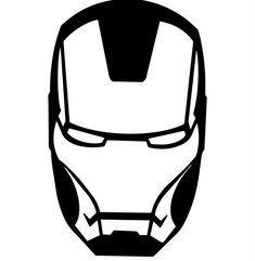 the iron man helmet is shown in black and white