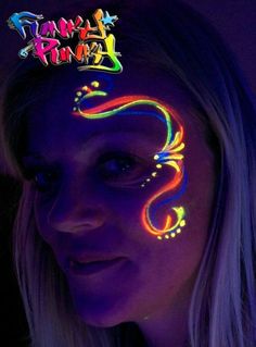 Uv Face Paint Ideas, Glow Face Paint Ideas, Pintura Facial Neon, Neon Face Paint Ideas, Glow Face Paint, Black Light Makeup, Uv Face Paint, Funky Punky, Neon Face Paint