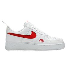 The Nike Air Force 1 Low Utility ‘Bred’ showcases a classic two-tone color palette, executed on a subtly revamped build with unique branding elements. The low-top carries a black tumbled leather upper, accented with a cut-out reflective Swoosh in University Red. The same hue is repeated on the woven utility tongue tag and Nike Air Force 1 logo on the lateral forefoot. An added pull loop is marked with Nike Air branding, while the reflective heel tab is left blank. Branding Elements, Unique Branding, 1 Logo, Nike Air Force 1 Low, Air Force 1 Low, Nike Air Force 1, Air Force 1, Nike Air Force, Low Top