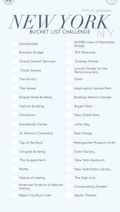 the new york bucket list is shown in this screenshoto image, with text below it