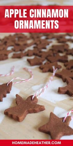 homemade cinnamon star ornaments with text overlay that reads, apple cinnamon ornaments