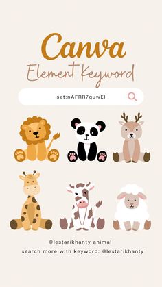 Animal, clipart, sitting, cute, zoo, safari, animals, wild, hand drawn, canva Canva Pro Elements, Canva Element Keyword, Canvas Learning, Diy Bebe, Canva Elements, Canva Tutorial