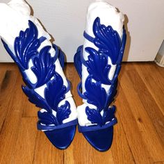 Giuseppe Blue Strap Heels. A Little Worn At The Heel And Back But The Front Is Still New Condition Blue Strap Heels, Zanotti Shoes, Giuseppe Zanotti Shoes, Strap Heels, Giuseppe Zanotti, Shoes Women Heels, Shoes Heels, Color Blue, Size 6