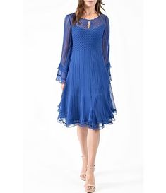 Komarov Pleated Chiffon Keyhole Neck Long Sleeve Fit and Flare Dress | Dillard's Long Sleeve Pleated Chiffon Party Dress, Pleated Long Sleeve Chiffon Party Dress, Pleated Long-sleeve Chiffon Party Dress, Spring Long Sleeve Pleated Chiffon Dress, Long Sleeve Pleated Chiffon Dress For Spring, Formal Pleated Flowy Chiffon Dress, Formal Flowy Pleated Chiffon Dress, Spring Pleated Long Sleeve Chiffon Dress, Pleated Long Sleeve Chiffon Dress For Spring