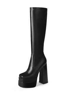 Rubber sole[Size] Heel Height: 5.5"/14cm; Platform height: 2.4"/6cm, Shaft Height: 15.0"/38cm.[Material] Elastic PU leather on the upper ​and soft synthetic fabric lining, slip-resistant rubber sole.[Design] Square toe knee high platform heel design, side full-length zipper, easy to put on and off.[Occasion] Wear the stylish chunky high heel boots on any occasion, you are definitely the most eye-catching one.WETKISS Stacked Platform Knee High Boots For Women With High Chunky Heel, Gogo Boots For Fall Heeled Boots With Chunky Platform And High Shaft, Black High Shaft Platform Boots, Fall Concert Knee-high Platform Boots, Fall Party Knee-high Chunky Platform Boots, Edgy Knee-high Platform Heeled Boots, Fall Party Knee-high Boots With Chunky Platform, Chunky Platform High Shaft Boots For Fall, Knee-high Platform Boots For Fall Concerts, Fall Knee-high Platform Boots For Concerts