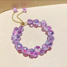 Transparent Purple Crystal Bracelet Shiny Stone Beads Elasticity Strand Bracelet Gold Tone Adjustable Length Fashion Wristband Jewelry New In Bag Same Day Shipping Smoke And Pets Free Pink Crystal Beaded Round Bracelets, Purple Crystal Bracelet With 8mm Beads As A Gift, Purple Crystal Bracelets, Pink Crystal Bracelet With 8mm Beads For Party, Pink Crystal Beaded Bracelets With Round Beads, Purple Faceted Beads Jewelry For Party, Purple Stretch Bracelet With Round Beads For Party, Purple Jewelry With Faceted Beads For Party, Adjustable Purple Jewelry For Party