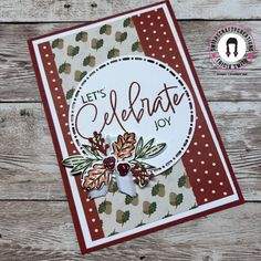 a card with the words let's celebrate joy on it and an image of flowers