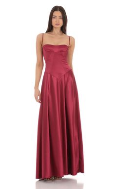 Satin Square Neck Maxi Dress in Maroon Jewel Tone Floral Dress, Casual Ball Dresses, Of The Shoulder Dresses, Burgundy Dresses Bridesmaid, Bridesmaid Dresses Young, Deep Purple Silk Dress, Prom Minimalist Dress, Reformation Formal Dress, Burgundy Dress Jewelry