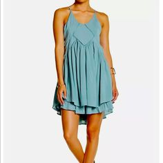 Women's Racerback Dress Scoop Neck Sleeveless High-Low Hem Solid Aqua Blue Backless Sleeveless Summer Dress, Blue Backless Sleeveless Dress For Summer, Daytime Sleeveless Mini Dress With Adjustable Straps, Flowy Backless Casual Dress, Light Blue Sleeveless Dress With Spaghetti Straps For Summer, Casual Flowy Backless Dress, Light Blue Sleeveless Beach Dress With Spaghetti Straps, Light Blue Sleeveless Mini Dress For Beach, Light Blue Sleeveless Mini Dress For The Beach