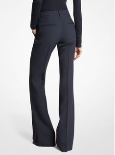 Crafted in Italy and designed with a flat front and elongated flared leg, our Haylee trousers are sharply tailored for a streamlined silhouette. Finished with side pockets and crisp pleats down the front, they look chic paired with platform heels and a cashmere sweater or blazer. Luxury Fitted Straight Leg Flares, Sleek Fitted Wide Leg Pants With Straight Hem, Chic Fitted Bottoms With Straight Hem, Formal Flare Bottoms With Belt Loops, Sleek Full Length Pants With Welt Pockets, Elegant Flare Bottoms With Belt Loops, Modern Fitted Wide Leg Pants For Business Casual, Fitted Modern Wide Leg Pants For Business Casual, Chic Fitted Wide Leg Pants With Straight Hem