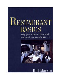 the book cover for restaurant basics, with an image of a table and chairs in it