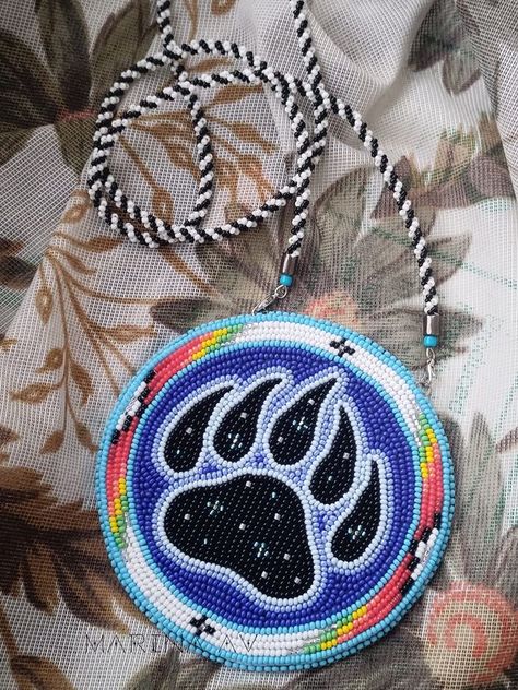 The Indigenous Bead Life | 💕🐾✨Bear paw medallion, gift for my best friend | Facebook Indigenous Embroidery Patterns, Bear Paw Medallion, Beaded Bear Paw Medallion, Bear Paw Beaded Medallion, Beading Patterns Free Native American Medallion, Native Beading Patterns Design, Beaded Medallion Native American, Beaded Medallion Patterns, Beaded Bear Paw