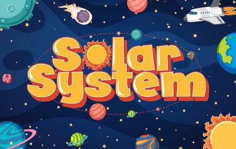 Vector poster with many planets in the s... | Premium Vector #Freepik #vector #earth-space #space-planets #planet #outer-space Planets Poster, Planets In The Solar System, Science Exhibition, Tata Surya, Space Solar System, Earth Space, Planet Poster, Planet Design, Space Space