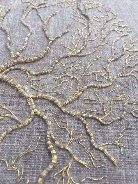 Hanny Newton, Couching Embroidery, Thread Craft, Textile Artwork, Goldwork Embroidery, Inspiring Nature, Gold Work Embroidery, Textile Art Embroidery, Abstract Embroidery