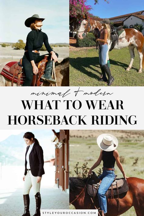 Are you looking for the perfect horseback riding outfit? Learn exactly what to wear horseback riding in the spring, summer, or fall, for western or English, and on special occasions like at the beach. Get casual summer horse riding outfit ideas for women and achieve that perfect horseback riding aesthetic. It’s more than just jeans! (Western, equestrian fashion, horseback riding outfit women) Boho Horse Riding Outfit, Horse Riding Outfit Aesthetic Summer, Horse Back Riding Outfits Casual Western, Casual Horseback Riding Outfit, Horse Rider Outfit Women, Horseback Riding Outfit Fall, Horse Back Riding Outfits Summer, Farm Outfit Women Summer, Western Riding Outfits