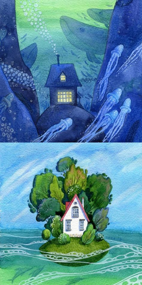 sosuperawesome... Houses Illustration Art, Watercolor Picture Book Illustration, Children’s Illustration Art, Watercolour Childrens Book Illustration, Watercolor Childrens Illustration Book, Watercolor Book Illustration, Cute Watercolor Illustration, Childrens Illustrations Book, Illustration Children's Books