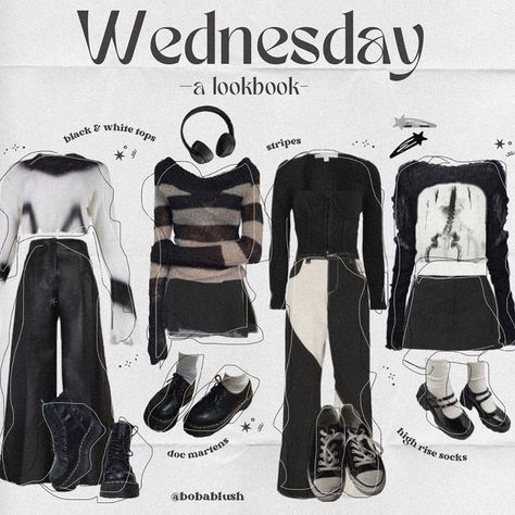 Wednesday Fashion Inspiration, Wednesday Addams Fashion Aesthetic, How To Look Like Wednesday Addams, Wednesday Adams Aesthetic Outfit, All Wednesday Addams Outfits, Wednesday Addams Lookbook, How To Become Wednesday Addams, Wednesday Addams Clothing Aesthetic, Wednesday Clothes Aesthetic