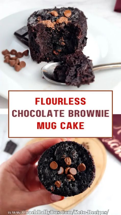 Gluten Free Brownie In A Mug, Chocolate Brownie Mug Cake, Brownie Mug Cake, Healthy Chocolate Mug Cake, Brownie Mug, Flourless Chocolate Brownies, Mug Brownie Recipes, Quick Keto Dessert, Sugar Free Chocolate Cake