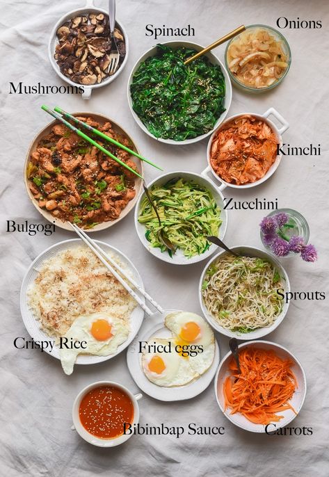 Be Bim Bop Recipe, Korean Bibimbap Bowls, Korean Food Recipes Bibimbap, Easy Bibimbap Bowl, Korean Rice Bowl Bibimbap Recipe, Asian Food Prep, Bimbimbop Sauce, Bimbimbop Recipe Easy, Bim Bap Bowl